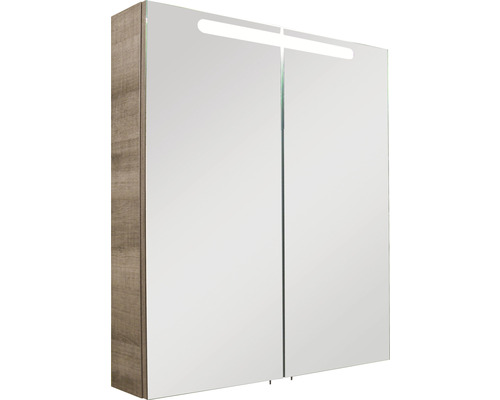 Armoire de toilette FACKELMANN A-Vero 70 x 15.7 x 79.5 cm chêne gris 2 portes led IP 20