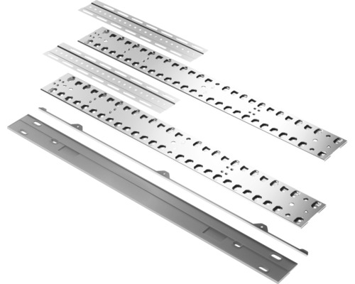 Kit de montage avec différentes bandes métalliques et perforations