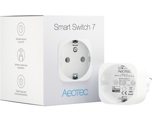 Aeotec Smart Switch 7 connecteur intermédiaire avec fonction de mesure de l'énergie, compatible avec SMART HOME by hornbach