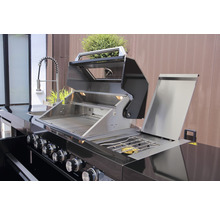 Cuisine extérieure avec évier et barbecue ouvert