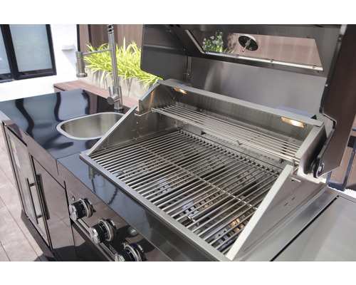 Cuisine de barbecue avec évier et grille en acier inoxydable