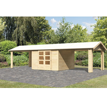 Gartenhaus Karibu Theresa 7 inkl. 2 Dachausbauelementen 947 x 348 cm natur