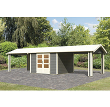 Gartenhaus Karibu Theresa 7 inkl. 2 Dachausbauelementen 947 x 348 cm terragrau