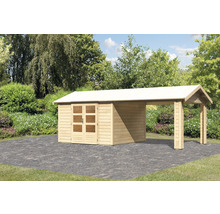 Gartenhaus Karibu Theresa 7 inkl. 1 Dachausbauelement 648 x 348 cm natur