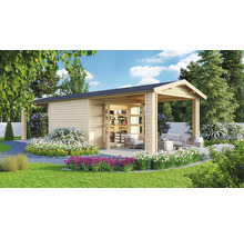 Gartenhaus Karibu Theresa 7 inkl. 2 Dachausbauelementen 947 x 348 cm natur