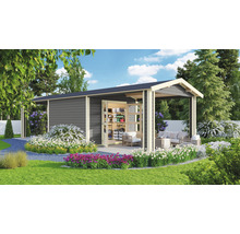 Gartenhaus Karibu Theresa 7 inkl. 2 Dachausbauelementen 947 x 348 cm terragrau