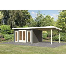 Gartenhaus Karibu Badeburg 2 inkl. Anbaudach 3,3 m 724 x 331,5 cm terragrau