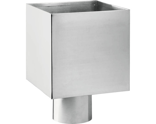 Zambelli Wasserfangkasten Titanzink quadratisch Ø 80 200 mm x 200 mm x 290 mm Vierkantrohr-Regenfallrohrbogen aus Metall