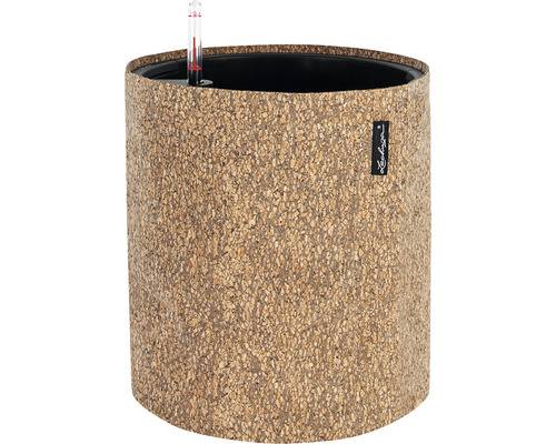 Pflanztasche Lechuza Trendcover Naturfaser Ø 32 cm H 33 cm dunkel beige Pot de fleurs rond en liège avec indicateur de niveau d''eau