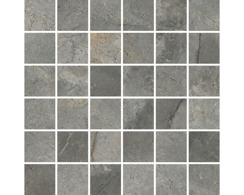 Feinsteinzeugmosaik Lido graphite poliert 29,7 x 29,7 cm Mosaikfliesen mit Steinoptik
