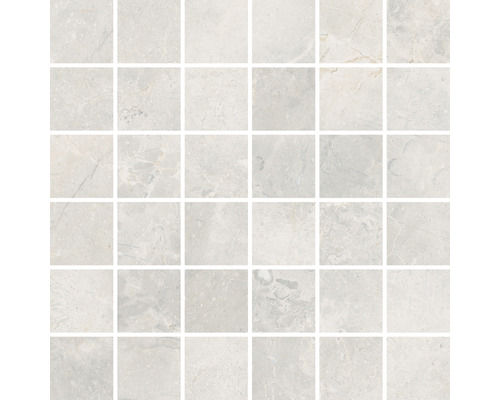 Feinsteinzeugmosaik Lido white poliert 29,7 x 29,7 cm Mosaikfliese mit quadratischen Steinen für Wand und Boden