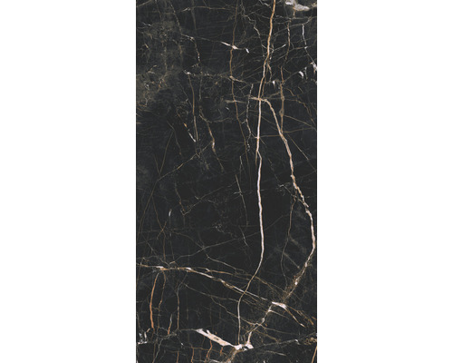 Carrelage sol et mur Carrelage mural en grès-cérame fin Marquina 119,7 x 0,8 cm doré brillant rectifiée