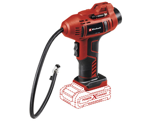 Compresseur pour voiture sans fil Einhell CE-CC 18 Li-Solo, sans batterie ni chargeur Einhell Pompe à air sans fil avec tuyau et batterie Power X-Change