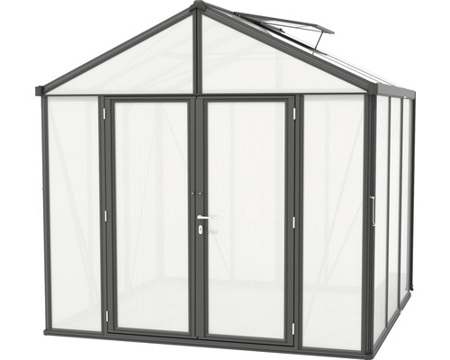 Serre avec cadre en aluminium et double porte battante