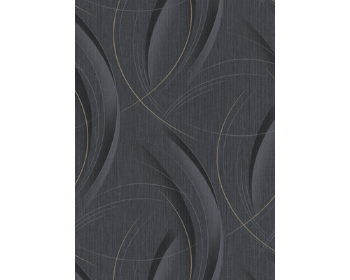 Papier peint intissé 10218-15 GMK Fashion for Walls 3 rayures vagues noir