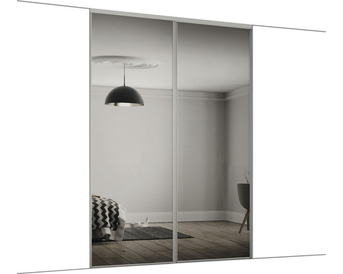 Module de porte coulissante Spacepro miroir, 2400x1200 mm avec roulettes + kit de rails de guidage