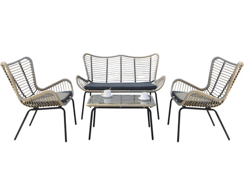Kit de chaises de jardin acamp Korfu salon bas de jardin 122 x 71 x 75 mm aluminium anthracite