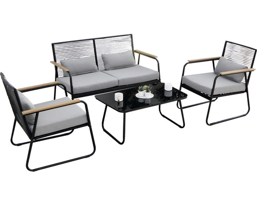 Kit de chaises de jardin acamp Paxos salon bas de jardin 71 x 116 x 77 mm acier anthracite