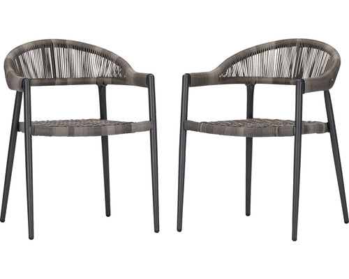 Chaise empilable acamp Brooklyn lot de 2 56 x 58 x 78 mm aluminium rotin synthétique gris-marron empilable