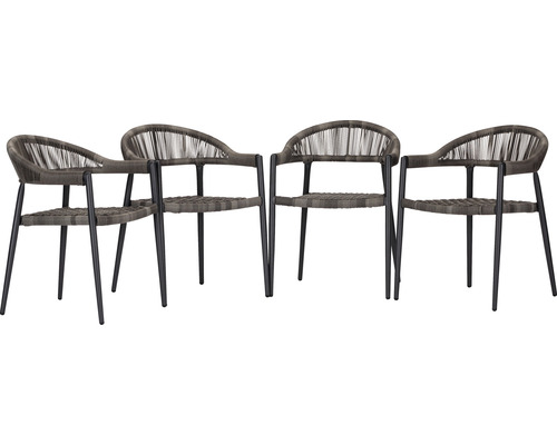 Chaise empilable acamp Brooklyn lot de 4 56 x 58 x 78 mm aluminium rotin synthétique gris-marron empilable