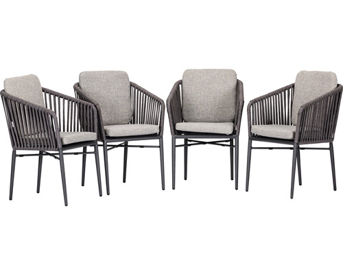 Kit de chaises de jardin acamp avec dossier manhattan ensemble de pièces 4 61 x 81 x 61 cm aluminium acier anthracite