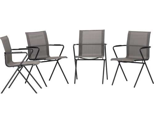 Kit de chaises empilables acamp alpha tex ensemble de 4 pièces 55 x 57 x 83 cm acier anthracite