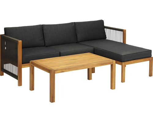 Gartenstuhl acamp Malaga Loungeset 66 x 132 x 64 cm Holz Gartenmöbel-Set mit Sofa und Tisch aus Holz