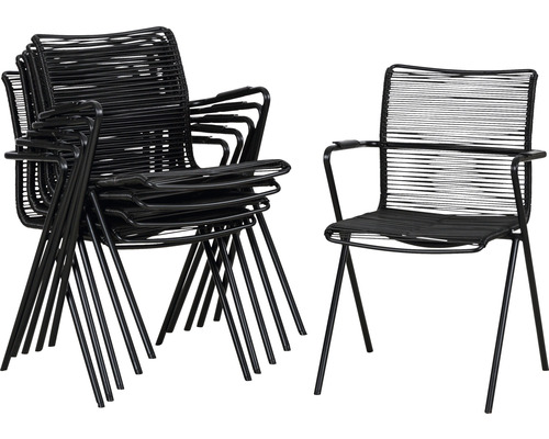 Kit de chaises empilables acamp alpha rope ensemble de 6 pièces 55 x 57 x 83 cm acier anthracite