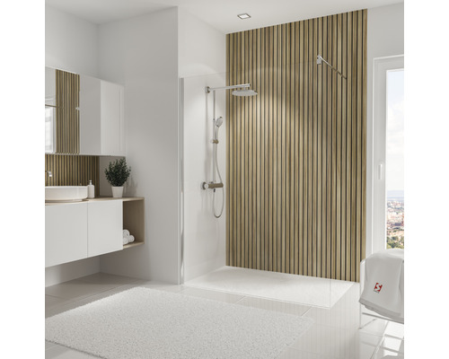 Panneau mural de douche SCHULTE DecoDesign Japandi vertikal ExpressPlus optique bois mélèze 255 x 150 cm EP1901525 538