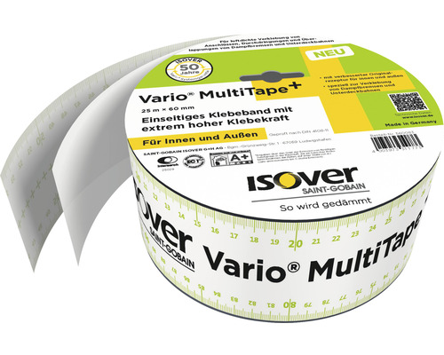Ruban adhésif ISOVER Vario® MultiTape+ avec bandes unilatérales pour l'intérieur et l'extérieur 25 m x 60 mm