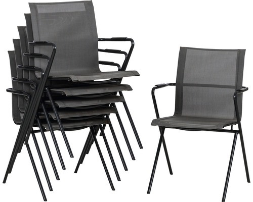 Kit de chaises empilables acamp alpha tex ensemble de 6 pièces 55 x 57 x 83 cm acier anthracite