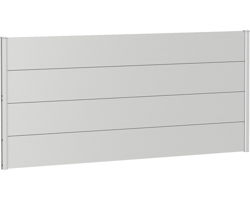 Élément de clôture aluminium biohort 200 x 90 cm argent métallique Clôture de jardin en aluminium avec panneaux horizontaux