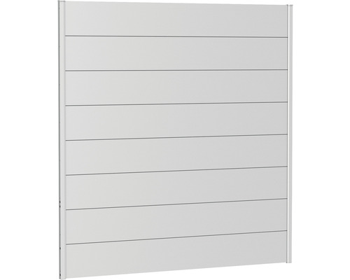 Zaunelement Aluminium Biohort 180 x 180 cm silber-metallic Sichtschutzzaun aus horizontalen Lamellen