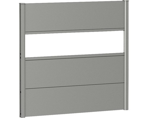 Élément de clôture aluminium biohort avec insert en verre 100 x 90 cm gris quartz métallique