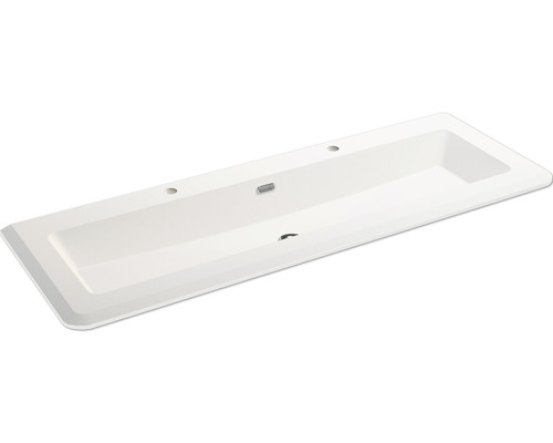 Vasque pour meuble vasque double Baden Haus ICONA 141 x 49 cm blanc mat 50265 Vasque rectangulaire en céramique sanitaire avec trous de robinetterie et trop-plein