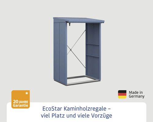 EcoStar Kaminholzregal mit Dach und Regalböden