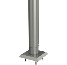 Edelstahlschornstein mit quadratischer Grundplatte und Befestigungsmaterial