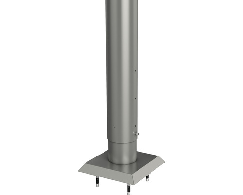 Aluminium-Pfosten Biohort zum Aufschrauben 135 cm Ø 8,5 cm quarzgrau-metallic Edelstahl-Schornstein mit quadratischer Grundplatte