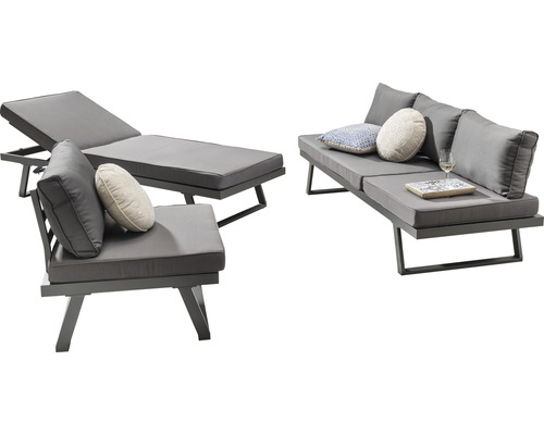 Ensemble de sièges de jardin avec salon, chaise longue et fauteuil