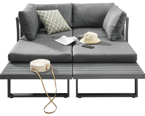 Ensemble de salon de jardin avec coussins, table d''appoint et accessoires