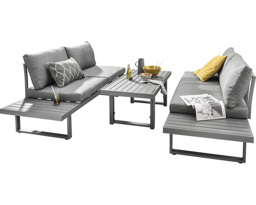 Ensemble de meubles de jardin avec canapé, coussins et table pour l''extérieur