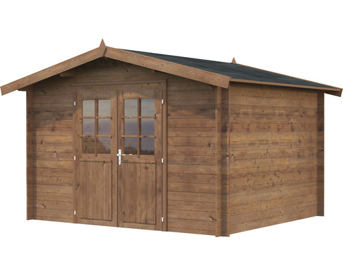 Holzgartenhaus mit Doppeltür und Fenstern