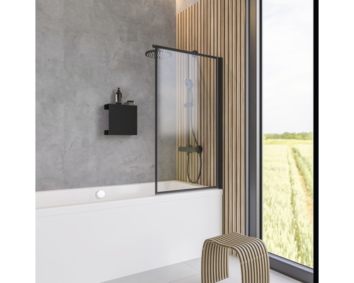 Saniclass ID06 Quick fit Pare-baignoire en 2 parties coulissantes 170x150cm  verre de sécurité Noir - SAQ6121-170B 