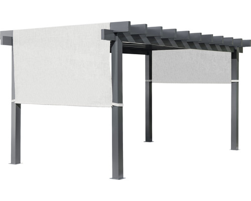 Pergola grise avec panneaux latéraux blancs pour le jardin