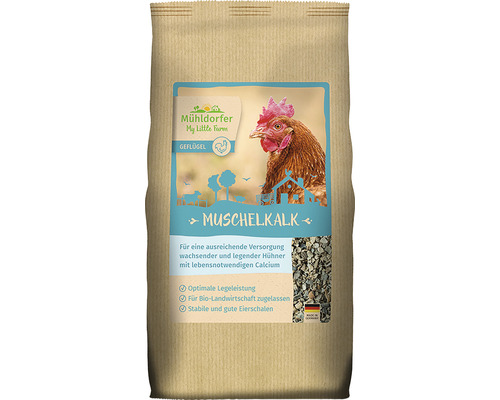 Calcaire coquillier My Little Farm Muschelkalk 2 kg Mühldorfer Aliment minéral coquillier pour volailles en sac