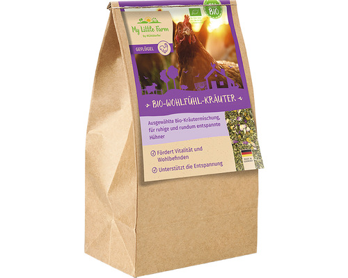 Geflügelfutter My Little Farm - Bio Wohlfühl-Kräuter 300 g Verpackung Bio-Kräuter für Geflügel von My Little Farm