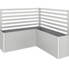 Eck-Hochbeet mit Sichtschutz aus Aluminiumlatten