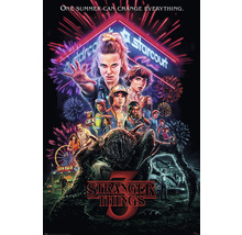 Affiche Stranger Things 3 avec personnages et Starcourt Mall