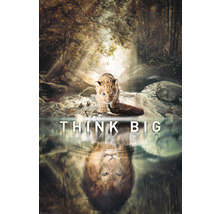 Affiche représentant un jeune lion et son reflet avec l''inscription Think Big
