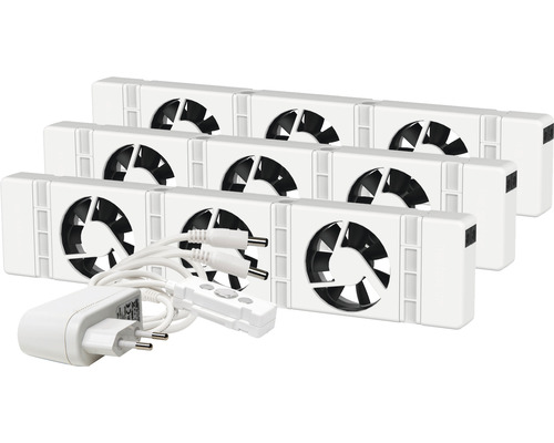 SpeedComfort Trio-Set Heizkörperventilator für alle Heizkörper und Konvektoren von 120 - 180 cm Sechs PC-Lüfter mit Stromversorgung